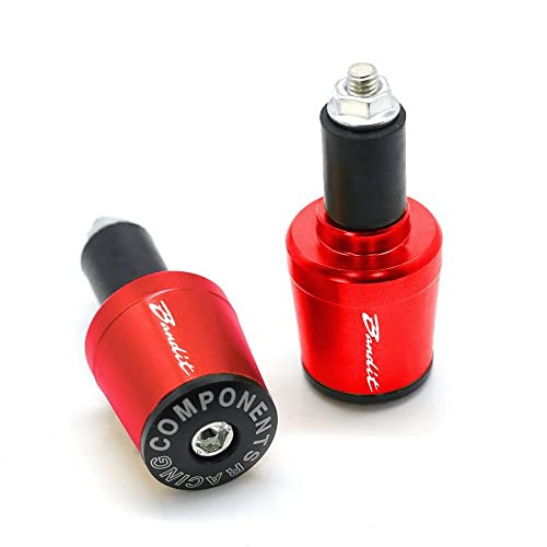 Für Suzuki GSF 250 600 600S 650 650S 650N 1200 1250 Bandit Motorrad Universal CNC Lenkergriffe Lenkergriffenden Abdeckkappe Ausgewogene Stecker Griffteile(Rot) von XZGFZHY