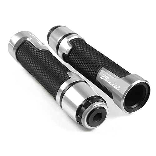 Für Suzuki GSF 250 600 600S 650 650S 650N Bandit Motorrad Lenkergriffe Rutschfeste Gummigriffe Lenkerenden CNC Aluminium 7/8" 22mm Griffteile(Silber) von XZGFZHY