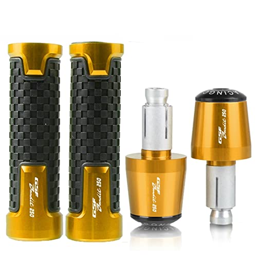 Für Suzuki GSF250 BANDIT 2021 2020 2019 2018 2017 7/8 '' 22 Mm Motorrad-Handgriffe Lenker Anti-Rutsch-Lenker Handgriffenden Stecker Griffteile(Gold) von XZGFZHY
