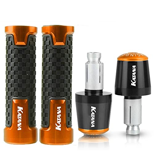 Für Suzuki KATANA GSX600F 1989-2007 2006 2005 2004 2003 Motorrad Lenker Handgriffe Anti Skid Lenkerkappe Endstecker Griffteile(Orange) von XZGFZHY