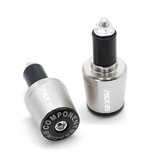 Für Suzuki MSX125 GSR600 GSXR600 GSR750 SV650 Motorrad Universal CNC Lenkergriffe Lenkergriffenden Abdeckkappe Ausgewogene Stecker Griffteile(Silber) von XZGFZHY