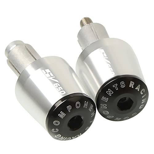 Für Suzuki SV650 SV650S SV650X Motorradgriffe Lenkergriffenden Stecker Abdeckkappe Ausgewogene CNC Aluminium Griffteile(Silber) von XZGFZHY