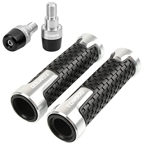 Für TDM900 TDM 900 2002-2021 Motorrad Lenker Handgriffe Anti Skid Lenkerkappe Endstecker CNC Aluminium Zubehör Griffteile(Silber) von XZGFZHY
