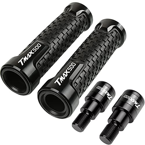 Für TMAX500 T-MAX TMAX 500 2008-2016 Motorrad Lenker Handgriffe Rutschfeste Lenkerkappenenden Stecker CNC Aluminium Zubehör Griffteile(Schwarz) von XZGFZHY