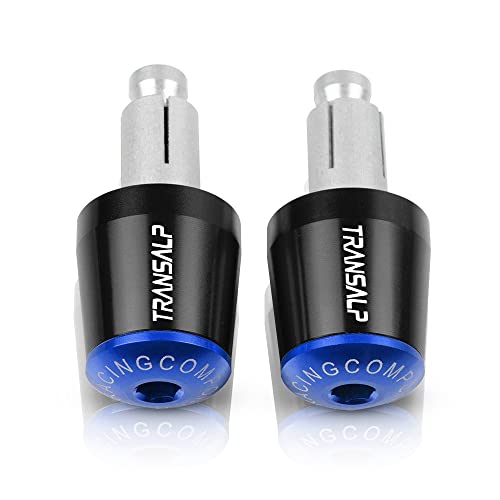 Für TRANSALP 600VK/VL Motorradgriffe Lenkergriffenden Stecker Abdeckkappe Ausgewogene Stecker CNC Aluminium Griffteile(Blau) von XZGFZHY