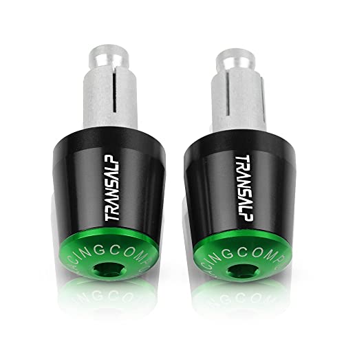 Für TRANSALP 600VK/VL Motorradgriffe Lenkergriffenden Stecker Abdeckkappe Ausgewogene Stecker CNC Aluminium Griffteile(Grün) von XZGFZHY