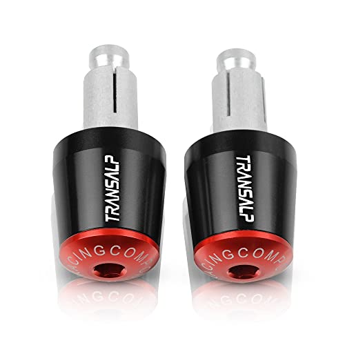 Für TRANSALP 600VK/VL Motorradgriffe Lenkergriffenden Stecker Abdeckkappe Ausgewogene Stecker CNC Aluminium Griffteile(Rot) von XZGFZHY