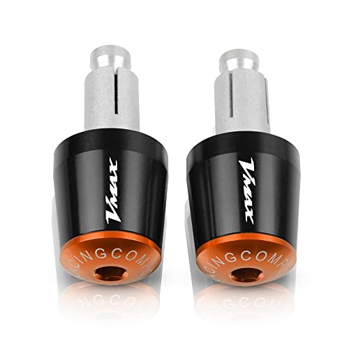 Für V-MAX VMAX 1200 V-MAX1200 VMAX1200 1985-2017 2016 Motorradgriffe Lenkergriffenden Stecker Abdeckkappe Ausgewogene Stecker CNC Aluminium Griffteile(Orange) von XZGFZHY