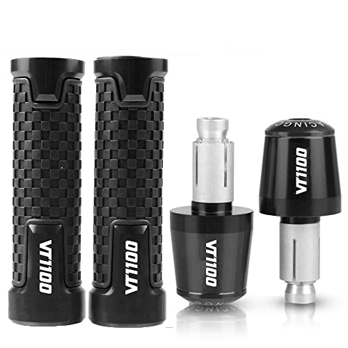 Für VT1100 VT 1100 1995-2007 2006 2005 2004 2003 2002 Motorrad Lenker Handgriffe Anti Skid Lenkerkappe Enden Stecker Griffteile(Schwarz) von XZGFZHY