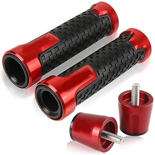 Für VULCAN S650 VULCAN S VULCANS 650 VULCAN650 VULCANS650 Motorrad Lenker Handgriffe Anti Skid Lenkerkappe Enden Stecker CNC Aluminium Zubehör Griffteile(Rot) von XZGFZHY