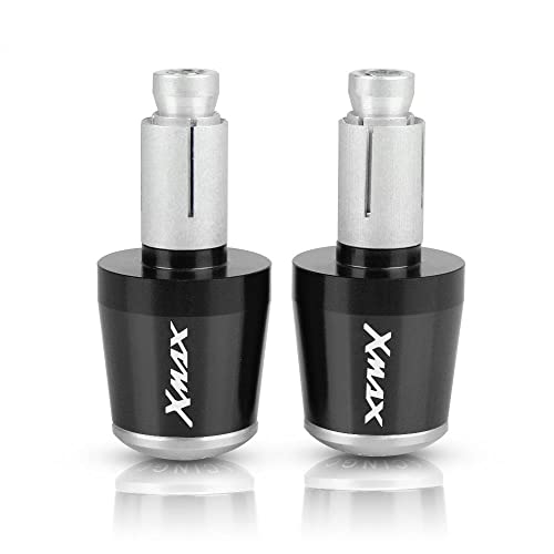 Für XMAX 250 XMAX300 X MAX XMAX 400 X-MAX250 300 400 2017-2019 Motorrad CNC Aluminium Griffe Lenker Griffenden Stecker Abdeckkappe Ausgewogene Stecker Griffteile(Silber) von XZGFZHY