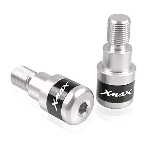 Für XMAX 300 XMAX 125 XMAX 250 2017 2018 2019 XMAX 400 2017 Motorrad CNC Aluminium Griffe Lenker Griff Enden Stecker Abdeckkappe Ausgewogene Stecker Griffteile(Silber) von XZGFZHY