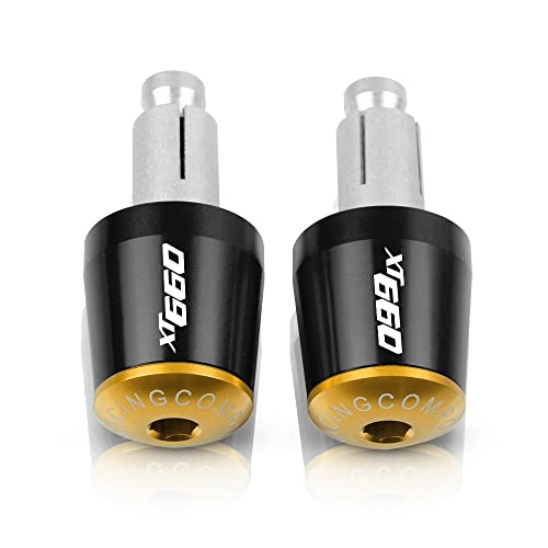 Für XT660E XT660R XT660X XT660 XT 660 ERX 1990-2017 Motorradgriffe Lenkergriffenden Stecker Abdeckkappe Ausgewogene Stecker CNC Aluminium Griffteile(Gold) von XZGFZHY