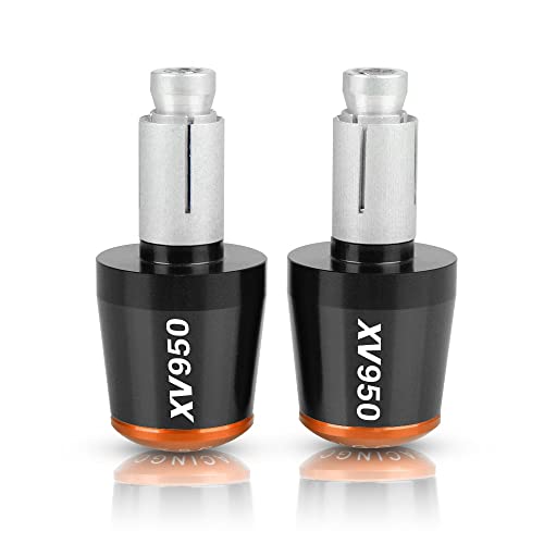 Für XV950 RACER 2016 2017 2018 XV 950 Motorrad CNC Aluminium Griffe Lenker Griffenden Stecker Abdeckkappe Ausgewogene Stecker Griffteile(Orange) von XZGFZHY