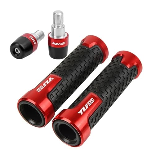 Für YZF 1000 THUNDERACE 1996-2003 Motorrad Lenkergriffe Anti Skid Lenkerkappe Endstopfen CNC Aluminium Zubehör Griffteile(Rot) von XZGFZHY