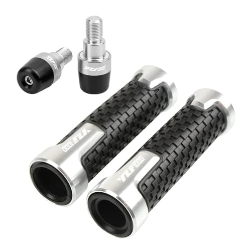 Für YZF 1000 THUNDERACE 1996-2003 Motorrad Lenkergriffe Anti Skid Lenkerkappe Endstopfen CNC Aluminium Zubehör Griffteile(Silber) von XZGFZHY