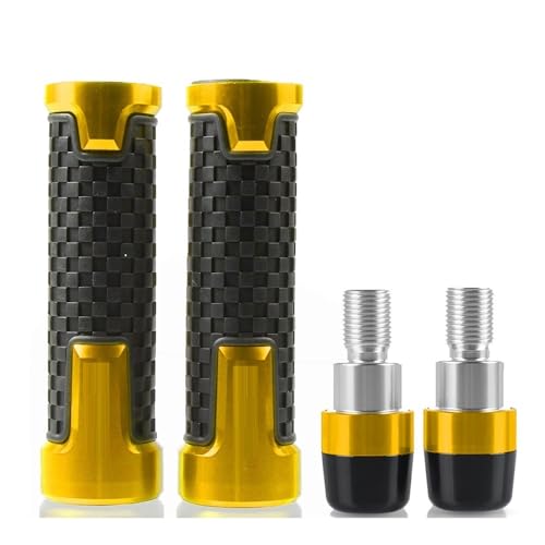 Für Yama&ha MT03 MT-03 2006-2022 MT01 2004-2015 Motorrad Lenker Handgriffe Anti Skid Lenkerkappe Endstopfen CNC Aluminium Griffteile(Gold) von XZGFZHY