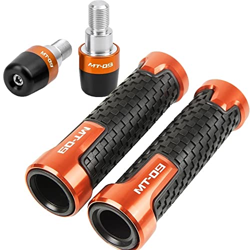 Für Yama&ha MT09 MT-09 FZ-09 TRACER 2015 2016 2017 2018 2019 2020 2021 Motorrad Lenker Handgriffe Rutschfeste Lenkerkappenenden Stecker CNC Aluminium Zubehör Griffteile(Orange) von XZGFZHY