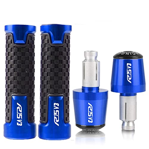 Für Yama&ha R15 V3 2017 2018 2019 2020 2021 YZFR15 YZF 7/8 '' 22 Mm Motorrad-Handgriffe Lenker Anti-Rutsch-Lenker Handgriffenden Stecker Griffteile(Blau) von XZGFZHY