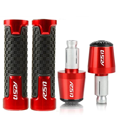 Für Yama&ha R15 V3 2017 2018 2019 2020 2021 YZFR15 YZF 7/8 '' 22 Mm Motorrad-Handgriffe Lenker Anti-Rutsch-Lenker Handgriffenden Stecker Griffteile(Rot) von XZGFZHY