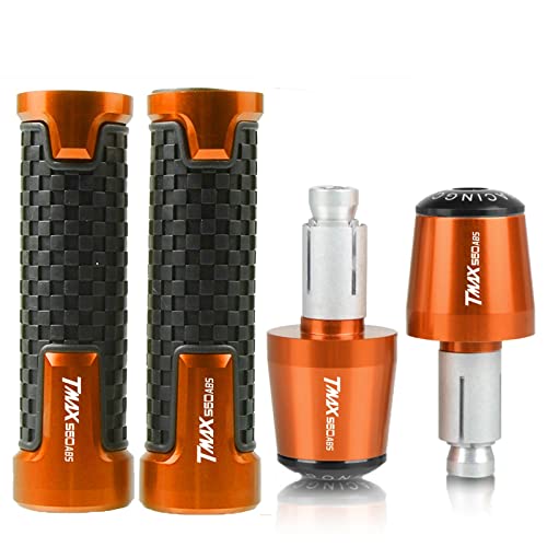 Für Yama&ha TMAX560 T-MAX 560 DX TECH MAX 2020 2021 2022 7/8 '' 22 Mm Motorrad-Handgriffe Lenker Anti-Rutsch-Lenker Handgriffenden Stecker Griffteile(Orange) von XZGFZHY
