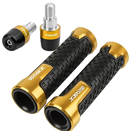 Für Yama&ha XJR1200 XJR 1200 XJ-R 2004-2016 2015 2014 2013 Motorrad Lenker Handgriffe Anti Skid Lenkerkappe Enden Stecker CNC Aluminium Zubehör Griffteile(Gold) von XZGFZHY