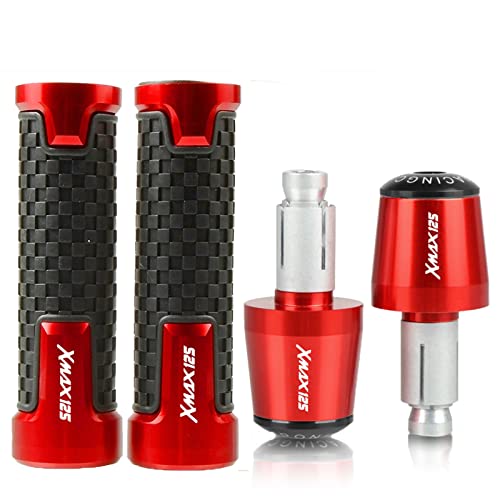 Für Yama&ha XMAX125 X-MAX 125 2017 2018 2019 2020 2021 2022 7/8 '' 22 Mm Motorrad-Handgriffe Lenker Anti-Rutsch-Lenker Handgriffenden Stecker Griffteile(Rot) von XZGFZHY