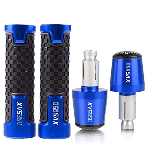 Für Yama&ha XVS1300 2015 2016 2017-2022 2021 2020 7/8 '' 22 Mm Motorrad-Handgriffe Lenker Anti-Rutsch-Lenker Handgriffenden Stecker Griffteile(Blau) von XZGFZHY