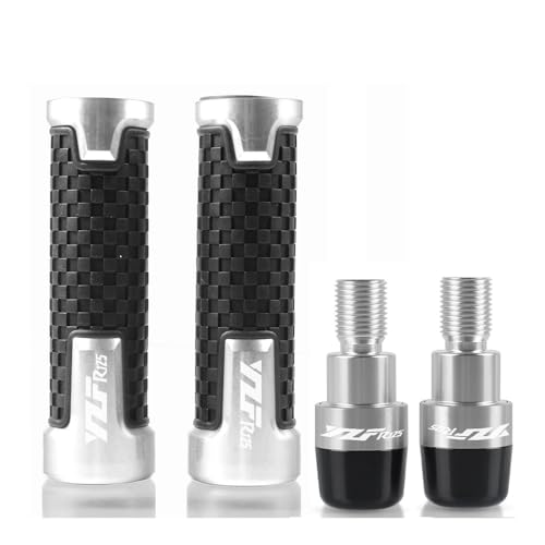 Für Yama&ha YZFR125 YZF R125 2008-2022 Motorrad Lenker Handgriffe Anti Skid Lenkerkappe Enden Stecker CNC Aluminium Zubehör Griffteile(Silber) von XZGFZHY