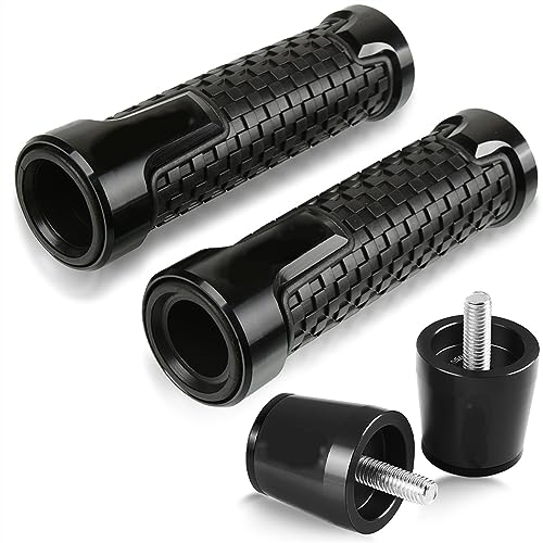 Für ZG1000 CONCOURS ZG1000CONCOURS 1992-2006 Motorrad Lenker Handgriffe Anti Skid Lenker Kappe Enden Stecker CNC Aluminium Zubehör Griffteile(Schwarz) von XZGFZHY