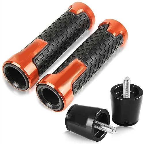 Für ZRX1200 ZRX1200R ZRX 1200 R 2001 2002 2003 2004 2005 Motorrad Lenker Handgriffe Anti Skid Lenkerkappe Enden Stecker CNC Aluminium Zubehör Griffteile(Orange) von XZGFZHY