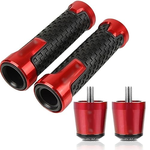 Für ZX14R ZX-14R 2006-2014 2007 2008 2009 2010 2011 2012 Motorrad Lenker Handgriffe Anti Skid Lenkerkappe Enden Stecker CNC Aluminium Zubehör Griffteile(Rot) von XZGFZHY
