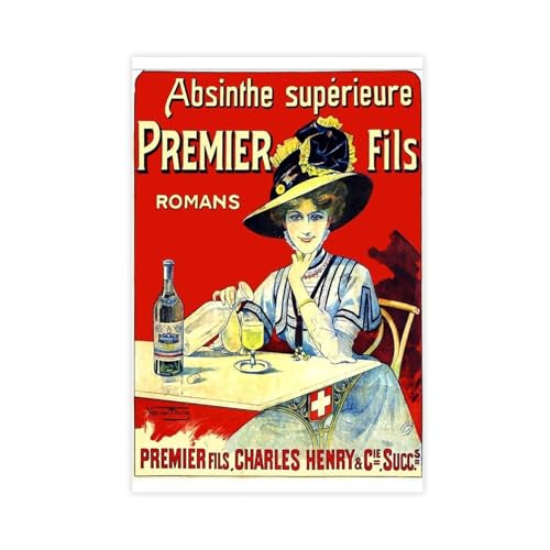 XZGTHYTYUY Absinthe Superieure Premier Fils Romans Vintage-Poster auf Leinwand mit Essen und Trinken, Wandkunst, Dekordruck, Gemälde für Wohnzimmer, Schlafzimmer, Dekoration, 30 x 45 cm von XZGTHYTYUY