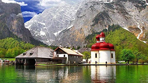 XZHYMJ Diamond Painting Kits für Erwachsene 5D Diamond Painting Park Alpen Coast Lake 40X50Cm Diamond RondGift von XZHYMJ