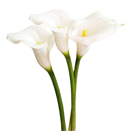 XZJMY Künstliche Calla-Lilien, 63,5-68,9 cm Langer Stiel, künstliche Calla-Lilien, künstliche Latex-Blumen für selbstgemachte Hochzeitsstrauß, Party, Heimdekoration (weiß), 3 Stück von XZJMY