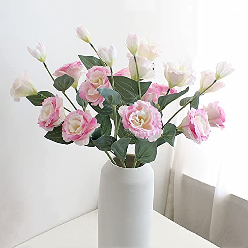 XZJMY Künstliche Eustoma-Blume, Seidenblume, für den Außenbereich, künstliche Pflanzen, Kunststoffblume für Zuhause, Büro, Dekoration, Esstisch, Tafelaufsatz (Rosa) von XZJMY