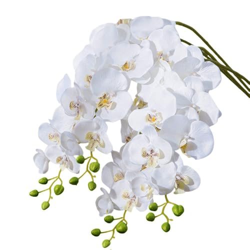 XZJMY Künstliche Phalaenopsis-Blumen, künstliche Orchideenstiele, Kunstseide, weiße Orchideen, künstliche Blumen für Heimdekoration, Hochzeit, Tafelaufsätze (4, weiß), 69,8 cm von XZJMY