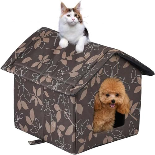 XZKING Katzenhaus für den Außenbereich für Wildkatzen, Hunde, wetterfest, wilde Katzenhütte, Katzenhäuser für Hunde und Katzen, für drinnen und draußen, Größe L, Braun XZKING Katzenhaus für den Außenbereich für Wildkatzen, Hunde, wetterfest, wilde Katzenhütte, Katzenhäuser für Hunde und Katzen, für drinnen und draußen, Größe L, Braun von XZKING