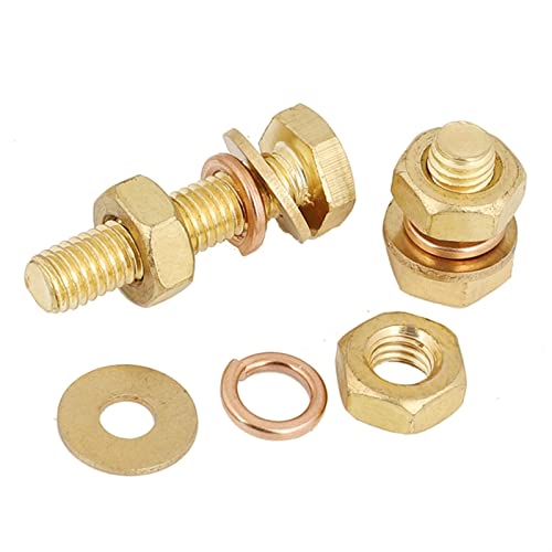 XZMALZYC 1-10pcs. M4 M5 M6 M8 M10 M12 Kupferschraube Alle Kupfermutter Set Messing Äußere Sechskantschraube Bolzen Flache Pad Federkunstkombination (Dimensions : M6x20mm 5Pcs) von XZMALZYC