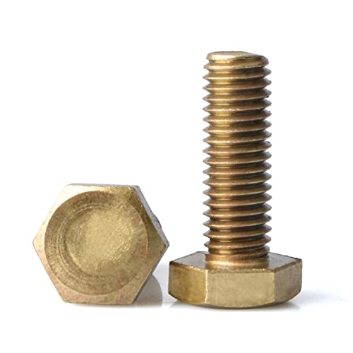Messing Sechskantschraube Messing Sechskantschraube M4 M5 M6 M8 M10 Messingschraube metrischer Thread (Size : M10x30 (2pcs)) von XZMALZYC