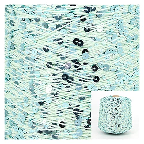 XZMALZYC 50g / Skesins Baumwoll Pailletten Garn 6mm + 3mm Pailletten Hand Strickgarngewinde Luxus Glitter Weiches Seil DIY. Material (Color : AJ037) von XZMALZYC