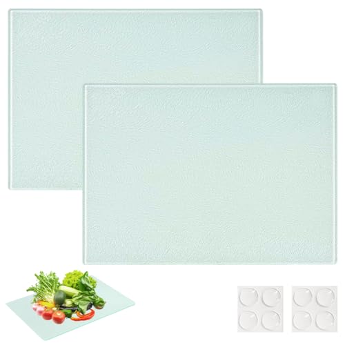2 Stück Schneidebrett Glas 28x20cm – Glasschneidebrett aus gehärtetem Glas mit rutschfesten Füßen – Hitzebeständig, Hygienisch, Kratzfest – Glasplatte Schneidbrett für Küche & Arbeitsplatte 2 Stück Schneidebrett Glas 28x20cm – Glasschneidebrett aus gehärtetem Glas mit rutschfesten Füßen – Hitzebeständig, Hygienisch, Kratzfest – Glasplatte Schneidbrett für Küche & Arbeitsplatte von XZMCAT