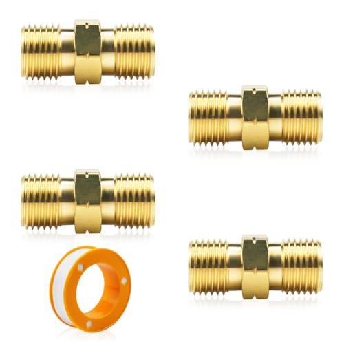 4 Stück Gasschlauch Verbinder Doppelnippel, 1/4'' AG Links, Messing Gas Adapter, 1/4 Zoll Schnellkupplung, Doppelnippel Kupplung, Gasschlauch Außengewinde für Gasschlauch Flüssigkeiten Rohrleitunge von XZMCAT