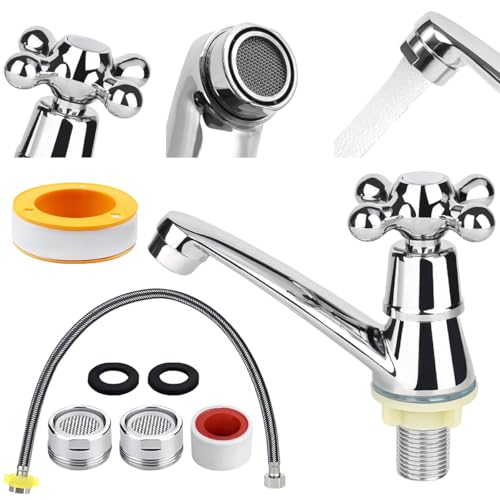 Kaltwasserhahn Single Wasserhahn Kaltwasser, Wasserhahn Bad, Kaltwasser Armaturen mit Filter und Anschlussschlauch, für Badezimmer Küche Becken Kaltwasserhahn Single Wasserhahn Kaltwasser, Wasserhahn Bad, Kaltwasser Armaturen mit Filter und Anschlussschlauch, für Badezimmer Küche Becken von XZMCAT