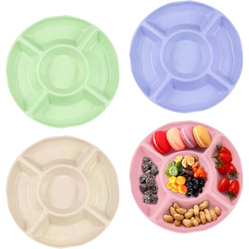 XZMCAT 4 Pcs Snackteller Snackschale mit 5 Fächern Rund, Snackteller mit Fächern, Bunte Obstteller, Wiederverwendbar Snack Teller für Desserts Süßigkeiten Trockenfrüchte Home Party XZMCAT 4 Pcs Snackteller Snackschale mit 5 Fächern Rund, Snackteller mit Fächern, Bunte Obstteller, Wiederverwendbar Snack Teller für Desserts Süßigkeiten Trockenfrüchte Home Party von XZMCAT