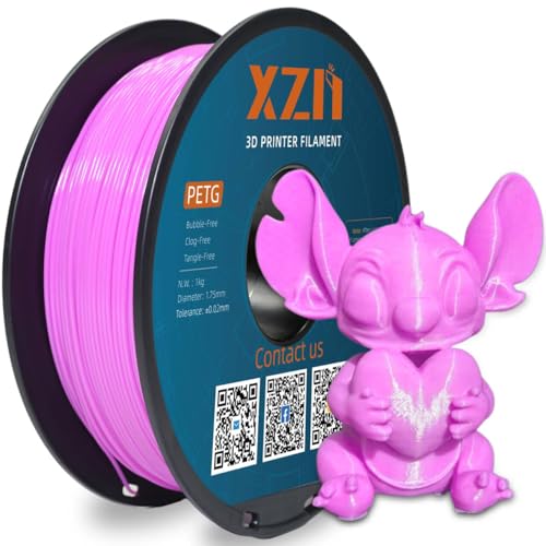 XZN PETG Filament 1.75mm, Größe Genauigkeit +/-0.02mm, mit Schlagfestigkeit und Flexibilität, 1.75mm PETG Filament für die meisten FDM 3D Drucker, 1kg Spule, PETG Rosa von XZN