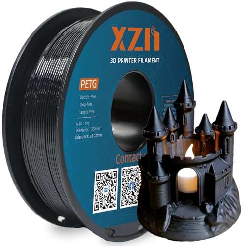 XZN PETG Filament 1.75mm Schwarz, Größe Genauigkeit +/-0.02mm, mit Schlagfestigkeit und Flexibilität, 1.75mm PETG Filament für die meisten FDM 3D Drucker, 1kg Spule, PETG Schwarz XZN PETG Filament 1.75mm Schwarz, Größe Genauigkeit +/-0.02mm, mit Schlagfestigkeit und Flexibilität, 1.75mm PETG Filament für die meisten FDM 3D Drucker, 1kg Spule, PETG Schwarz von XZN