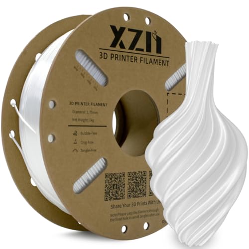 XZN PLA Filament 1.75mm Seide PLA 3D Drucker Filament,Maßgenauigkeit +/- 0,03 mm, Silk PLA 1KG Spule,Silk Weiß von XZN