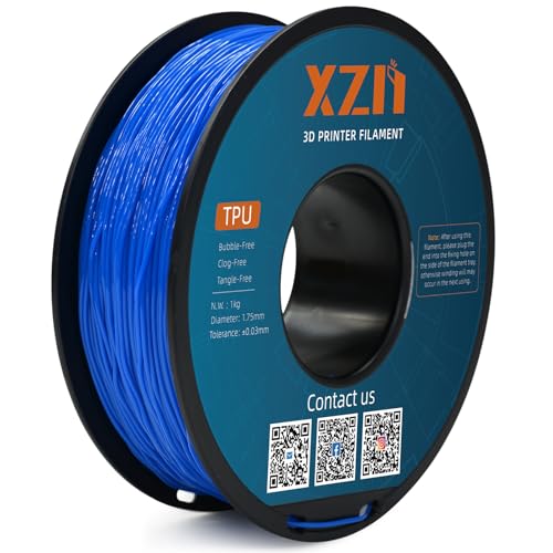 XZN TPU Filament 1.75mm für 3D-Drucker, TPU 95A Flexibel Filament 3D Drucker Filament,1kg Spule,TPU Blau von XZN