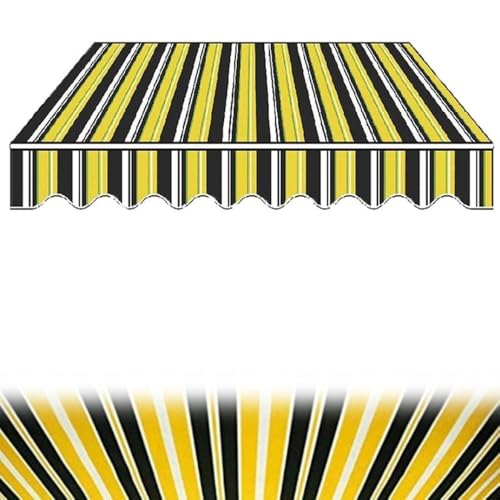 XZSXXAS Einziehbare Markisestoff 5x3m 4x3m 6x3m Markisentuch Markisenbespannung Sonnenschutz Ersatzstoffe Mit Volant Für Garten Balkon Hof Geschäfte(Stripe 3,3.5x3m/11.5x10ft) von XZSXXAS